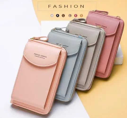 PU leather woman wallets leather key card phone wallet ny purse 2020 crossbody phone bag