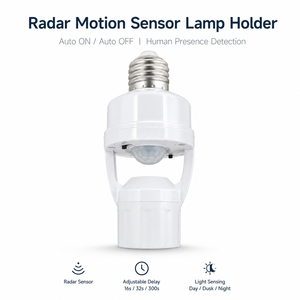 Portalámparas Inteligente con Sensor de Movimiento por Radar, E27 E26, Enchufe para Luz LED, Encendido/Apagado Automático, Detección de Presencia Humana, Tiempo de Retardo Ajustable - Product Image 1