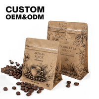 Custom Foil Moisture Proof <strong>Coffee</strong> Packaging Square Bottom Bag with Zipper Degassing Valve for Gourmet <strong>Beans</strong> Sugar & Pet Food