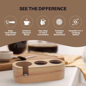 Estación de Prensado de Café de Madera de Haya con Múltiples Compartimentos, Organizador de Herramientas de Café, Soporte para Tamper, Estación de Prensado para Café en Casa - Product Image 3