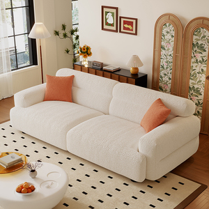 Sofá de Tela Blanco de Diseño Moderno y Económico, Sofá de Sala de Estar Cómodo de 3 Plazas, Estructura de Madera Resistente, <span class=keywords><strong>Muebles</strong></span> de Sala de Estar - Product Image 1