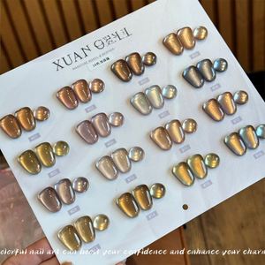 Kit de vernis à ongles en gel UV Garfield Cat 16 couleurs OEM avec perles de verre brun <span class=keywords><strong>caramel</strong></span>, design œil de chat, vernis à ongles en gel magnétique 15 ml - Product Image 4