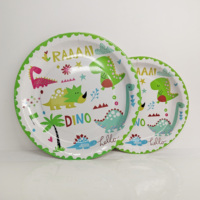 Assiettes en papier à thème animal de dessin animé pour enfants Vaisselle jetable pour dinosaures pour les fournitures de fête d'anniversaire