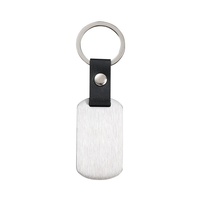 Edelstahl-Hundemarke PU-Metall-Schlüsselanhänger, modisch, leer, DIY-Lasergravur, UV-Druck, individuelles Logo, Metall-Leder-Schlüsselring