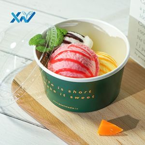 Tùy chỉnh vòng Kraft PE-lót lò vi ba Take-out <span class=keywords><strong>container</strong></span> Ice Cream cup takeway Bát salad với logo của riêng bạn - Product Image 4