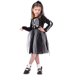 Robe squelette Jiedi pour enfants, costume d'Halloween, imprimé gothique, taille 6 ans, tenue de fête - Product Image 3