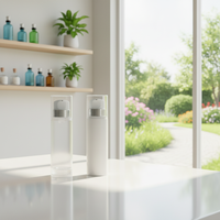 Flacon pompe sans air rechargeable de grande taille 250 ml, blanc, pour lotion, emballage cosmétique, soins personnels