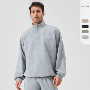 Sudadera Deportiva de Invierno para Hombre YEL415, Cuello Alto Holgado, Manga Larga, Media Cremallera, Informal, para Entrenamiento y Fitness, de Felpa Sólida - Product Image 1