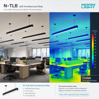 Luminaire linéaire LED de 4 pieds, 130 lm W CCT, puissance sélectionnable, ETL DLC 5.1, suspendu pour l'éclairage de plafond de bureau