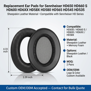 Almohadillas de Repuesto <span class=keywords><strong>HD650</strong></span> para Auriculares <span class=keywords><strong>Sennheiser</strong></span> <span class=keywords><strong>HD650</strong></span> HD660 S HD600 HD6XX HD58X HD580 HD565 HD545 HD535 - Product Image 2