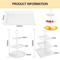 Support à cupcakes blanc, ensemble de présentation pour table de desserts, comprenant un plateau à desserts et un support à gâteaux à 3 niveaux pour la décoration de mariage et de la maison
