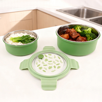 Boîte à lunch bento personnalisée en acier inoxydable 304, étanche, hermétique, avec couvercle en plastique, capacité de 1,1 L, design moderne et simple, portable