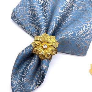 แหวนผ้าเช็ดปากลายดอกไม้ตาข่ายสำหรับโรงแรมแหวนผ้าสีทองโรสโกลด์ - Product Image 2