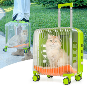Pet Carrier Transparent <b>PC</b> Soft-Sided For Cats And Dogs With <b>Wheels</b> Foldable Breathable Travel Use - Product Image 4