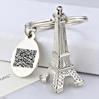 Porte-clés Oem Odm 3D en métal et argent, porte-clés Souvenir personnalisé, tour Eiffel, vente en gros