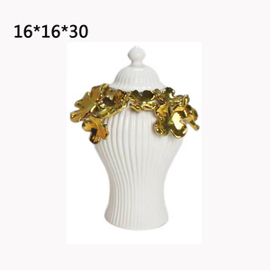 Vase à fleurs moderne de luxe au design spécial, vase en céramique blanc et doré de style européen, pots à gingembre pour la décoration d'hôtels et de mariages - Product Image 5