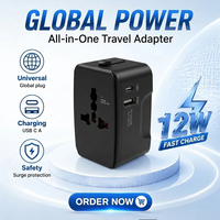 Chargeur de voyage Foxcan à succès USB 1C+1A 5V2.4A AC1380W, adaptateur universel pour téléphones portables et ordinateurs portables (UK/AUS/EU/Japon)