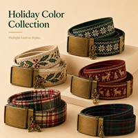 Ceinture en tissu écossais édition Noël, ceinture rétro avec quincaillerie en laiton, ceinture assortie pour homme et femme, cadeau de Noël
