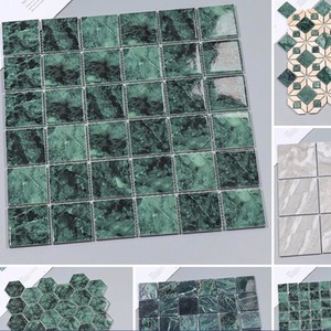 Grande mosaico di marmo di ceramica verde di mattonelle di Design moderno per il <span class=keywords><strong>giardino</strong></span> della foresta piscina bagno di pietra naturale sfondo per il paesaggio - Product Image 6