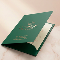 Carpeta de Negocios de Lujo en Verde Esmeralda y Dorado, Portafolio de Presentación de Papel Premium para Marcas de Joyería y Relojes de Alta Gama