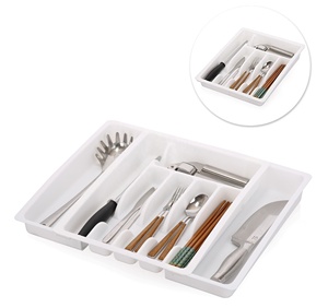 Hard PP kitchen ziplock bag organizer for drawer silverware organizer white expandable plastic drawer organizer for utensil