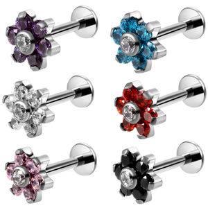 De titanio flor oreja <span class=keywords><strong>Tragus</strong></span> cartílago anillos 16G de cristal pendiente Labret Stud Piercings de las mujeres de la joyería de los hombres - Product Image 1