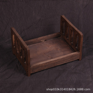 Accesorio de fotografía para niños, cuna de madera de 42cm x 28,5 cm x 21,5 cm para uso en estudio de retratos de recién nacidos - Product Image 5