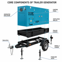 Genset diesel tipe trailer 20kW, sistem insulasi suara, distribusi senyap, generator diesel tipe trailer