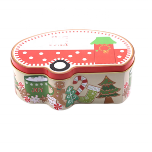 Caja de lata de metal <span class=keywords><strong>con</strong></span> forma de caravana navideña festiva Embalaje de regalo de dulces impreso personalizado - Product Image 2