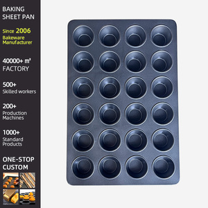 Bandeja <span class=keywords><strong>de</strong></span> Hornear Comercial Industrial para Panadería, <span class=keywords><strong>de</strong></span> Acero Aluminizado Antiadherente, con 24 Moldes Redondos para Cupcakes y Muffins, Bandeja Personalizada - Product Image 4