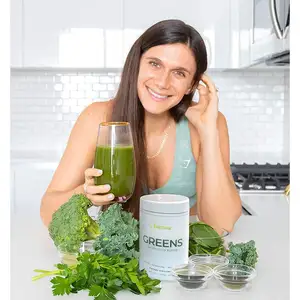 Grosir Label pribadi suplemen makanan organik campuran makanan hijau Super hijau bubuk sayuran dengan layanan Desain