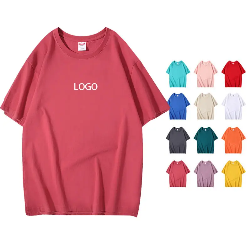 Custom LOGO 100% Cotton Drop Shoulder 260 G Loose Men's and Women's Round Neck T-shirt Short Sleeve Cultural Advertising Shirt
