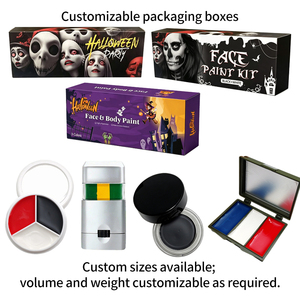 Kit de Peinture Faciale Imperméable en Gros avec Palette et Pinceaux pour <span class=keywords><strong>Halloween</strong></span> (Motifs Citrouille) pour Garçons et Filles - Product Image 3