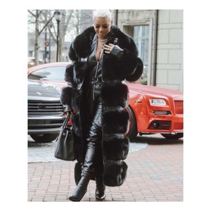 RXFurs Wholesale Crocodile Pattern <strong>Leather</strong> Fur Collar <strong>Jacket</strong> Stripped Detachable <strong>Long</strong> fox Fur <strong>Leather</strong> <strong>Jacket</strong> for Women - Product Image 4