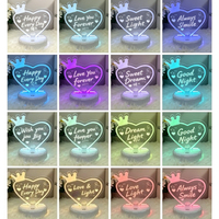 Luz Nocturna 3D con Alimentación USB Directa de Fábrica, con Tablero de Notas en Blanco, Tablero de Escritura de Mensajes Acrílico LED Brillante para Decoración del Hogar, Regalo