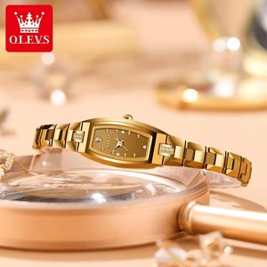 OLEVS Slim Fino Relógio para Mulheres Luxo Tungsten Aço Banda Tonneau Design Quadrado Forma Elegante Diamante Quartz Ladies Watch - Product Image 3