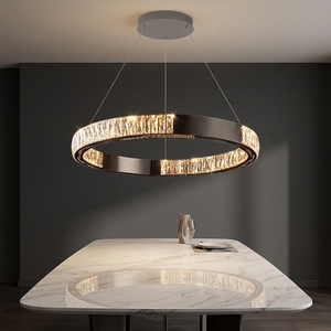 Lámpara de Araña Moderna de Acero Inoxidable, Estilo Lujoso, para Sala de Estar, Personalizada, Circular, Nueva, de Alta Gama, de Cristal, para Comedor - Product Image 2