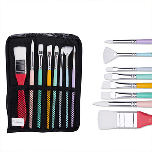 <span class=keywords><strong>Kit</strong></span> de 8 pinceaux Bveiw Art en nylon avec manche en bois pour aquarelle, acrylique et gouache, avec étui de rangement - Product Image 1