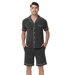 Pyjama en viscose de bambou pour homme à prix réduit, stock en liquidation, ensemble 2 pièces, vêtements de détente en stock, prêt à être expédié - Product Image 1