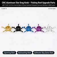 Mecanizado CNC Personalizado para Piezas de Pesca de Acero Inoxidable y Aleación de Aluminio, Carrete Giratorio, Freno Estrella, Piezas Anodizadas Coloridas