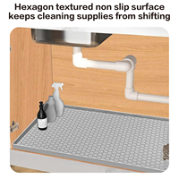 Tapis de protection en silicone pour armoire de cuisine avec rebords surélevés, sous évier, pour éviter les gouttes, doublure imperméable pour base d'armoire de cuisine