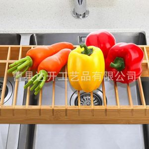 Bamboo <b>Dish</b> <b>Rack</b> Rectangular Kitchen Sink Drainer For <b>Dishes</b> Bowls Fruit Vegetables Multifunction Storage <b>Rack</b> Cao County - Product Image 1
