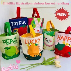 Borsa a tracolla piccola in tela con stampa a tema cartone animato, stile pittura a olio, di tendenza transfrontaliera, carina, portatile per esterni - Product Image 2