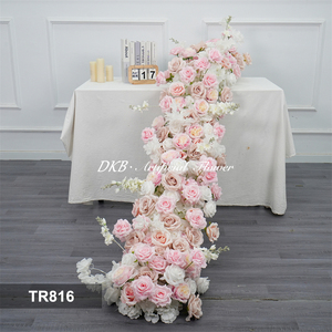 Custom silk Floral Arrangements Aisle Pink Rose Table Flower <b>Artificial</b> Flower Aisle Runner for Wedding Decor - Product Image 2