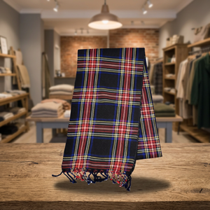 Traditional <b>Black</b> Stewart Tartan Formal Breathable Ladies Sash-Acrylic Wool Blend Plaid Scottish Highland All Seasons - Product Image 3