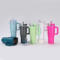 Poignée de gobelet en acier inoxydable Tasse de voyage isolée sous vide à double paroi Couvercle anti-transpiration Paille