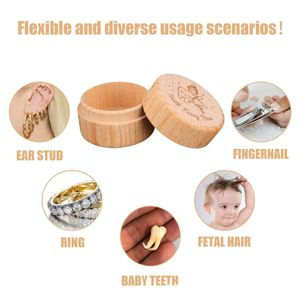 Tooth Fairy <b>Box</b> Wooden Round Storage For Childrens <b>Baby</b> Teeth Keepsake Natural Wood Color Ly1107 - Product Image 5