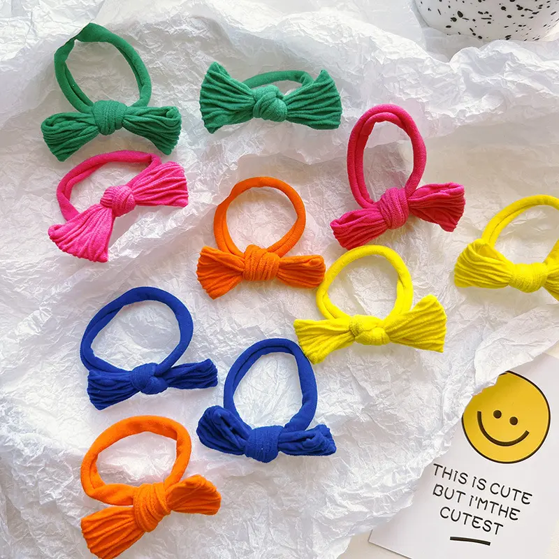 B.phne Children'S Bow Tie Hair Accessories Ponytail Holders Elastic Hair Bands Girl bow Towelling Hair Ties For Kids