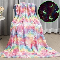 Couverture en flanelle lumineuse à double face Fluorescent Unicorn Solid Winter Children's Air Conditioning Cover Wholesale Spot Blankets