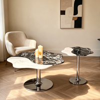 Ensemble de tables basses Centurymosaic en marbre noir et blanc, table basse irrégulière en pierre naturelle, table d'appoint pour salon
